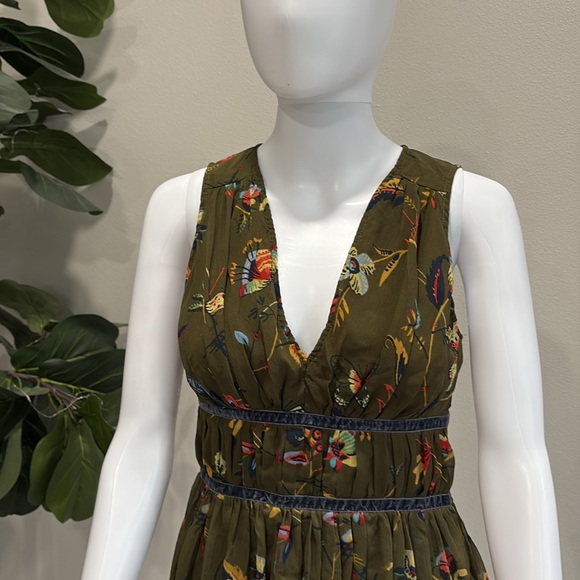 Abercrombie & Fitch Velvet Trim Butterfly Print Babydoll Dress Size Small Fairy - Picture 9 of 16